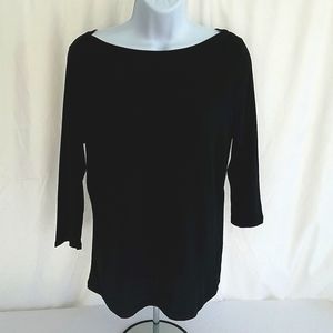 A New Day Women's Slim Fit 3/4 Sleeve Boat Neck T-Shirt Black Size Small